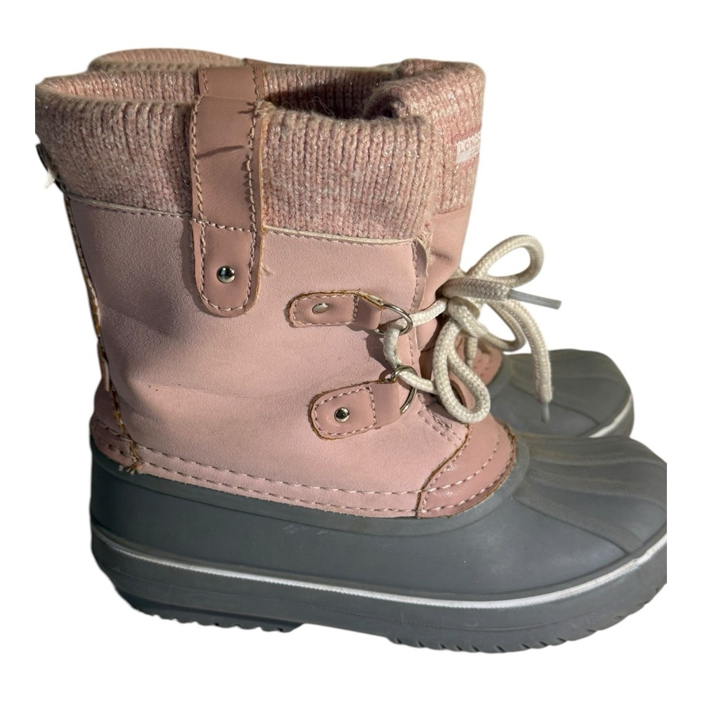 London Fog Girl's Gray and Pink Lightweight Winter/Snow Boots Youth Size 12